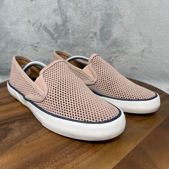 Sperry Sneakers Womens 8 Pink Pier Side Perforated Leather Slip On Boat Shoes - Picture 2 of 16